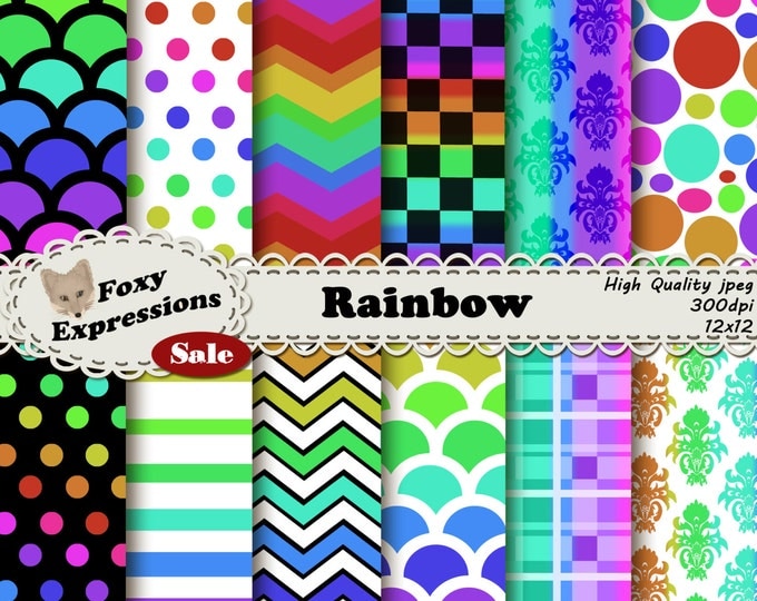 Rainbow pack comes in all the bright colors of the rainbow with checkers, polka dots, chevron, plaid, damask, scales, stripes, and bubbles