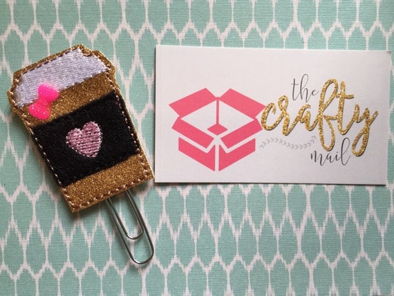 Gold & Black Glitter Paper Clip/Planner Clip/Bookmark. Choose with or without bow