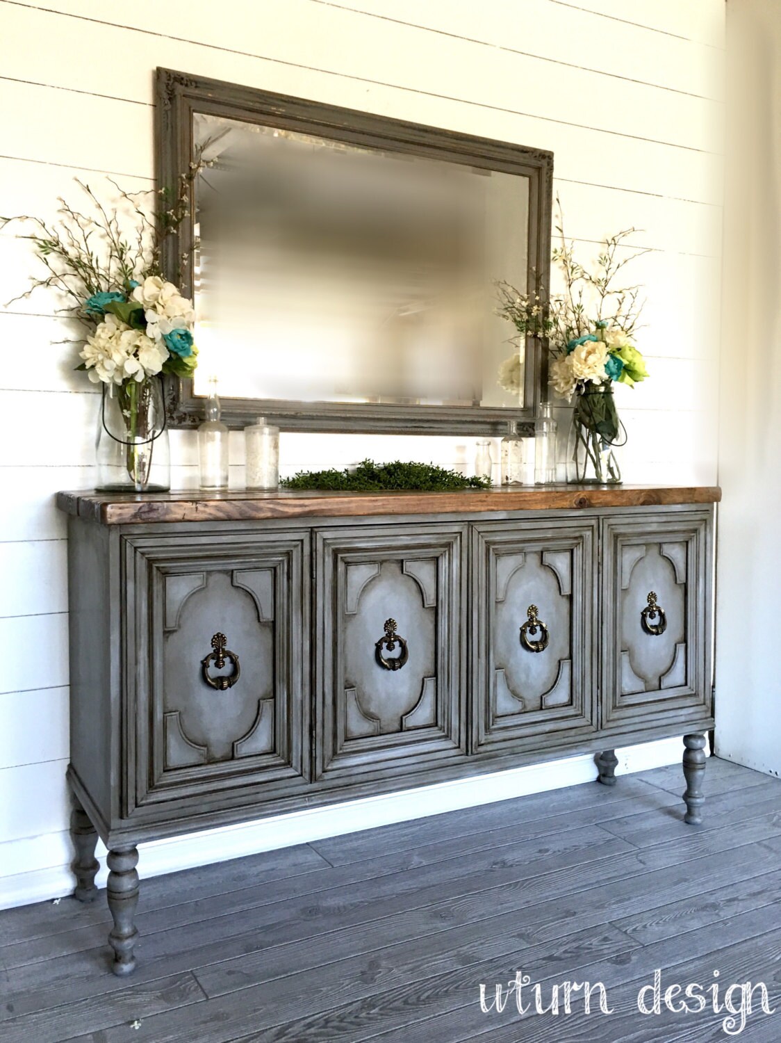 Sold Painted grey buffet/ entryway table/ by UTurnDesign on Etsy