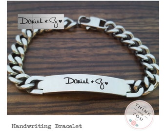 Personalized Actual Handwriting Men's Bracelet - Personalized Signature Bracelet - Personalized Men Bracelet,Handwriting Bracelet