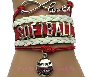 Softball Team Gift – Handmade Wrap Bracelet – Friendship Bracelet for Softball Players or Team MOMS - Customized In Your Team Colors!
