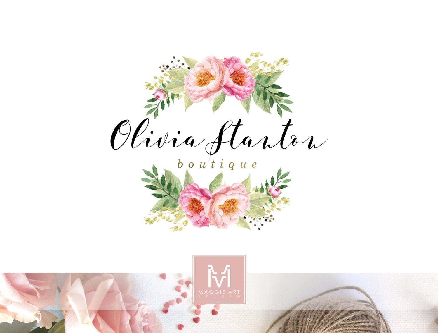 floral logo romantic logo watercolor logo peonies logo floral logo romantic logo watercolor logo peonies logo