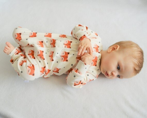 Baby Sleepsuit - Fox Sleepsuit, Fox Dungarees, Fox Romper, Fox Clothes, Baby Fox Dungarees, Baby All In One, Toddler Romper, Winter Romper