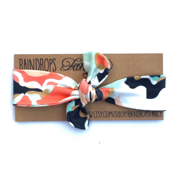 Items similar to Coral Jubilee Organic Cotton Headband / Watercolor