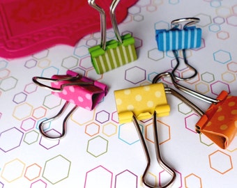 Binder clips - cute stationery - mini foldback clips - back to school - multi coloured - teacher gift - planner supplies - spotty - bulldog