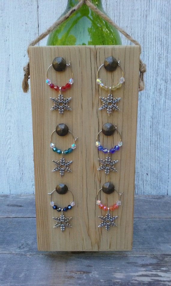 Rustic Wooden Wine Charms Holder Wine Charms Stand Wine