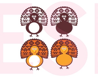 Thanksgiving SVG, Circle Monogram svg, Turkey svg, DXF, EPS, cut files for use with Silhouette Studio and Cricut Design Space