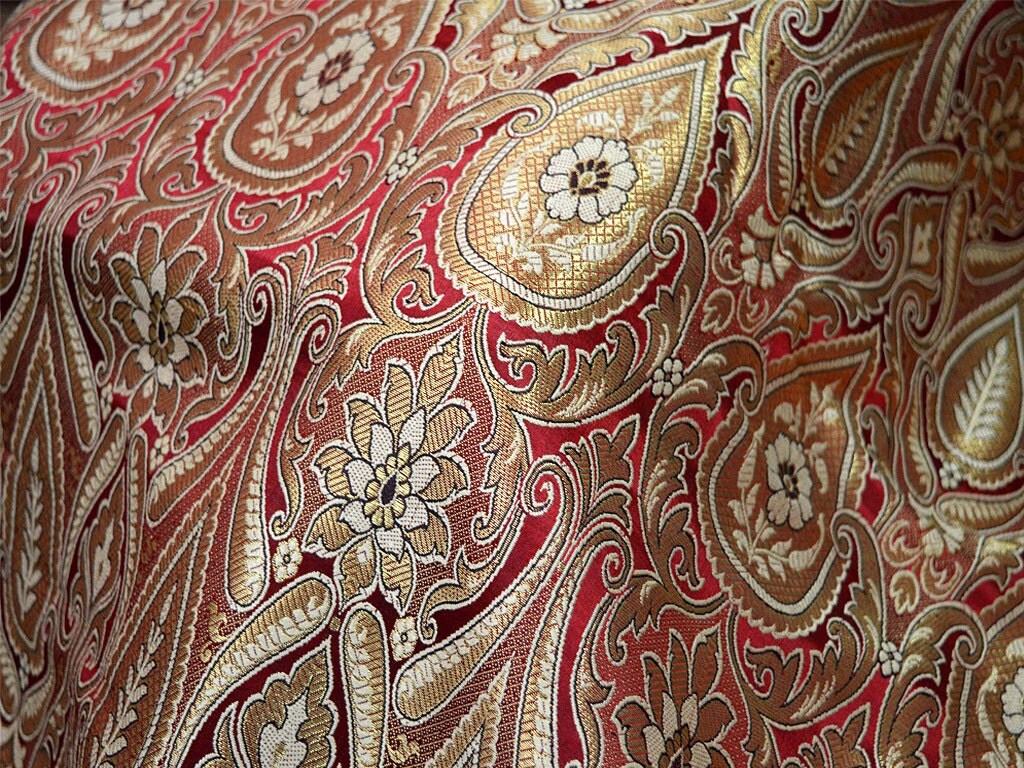 Brocade Fabric by the Yard Wedding Dress fabric in Maroon