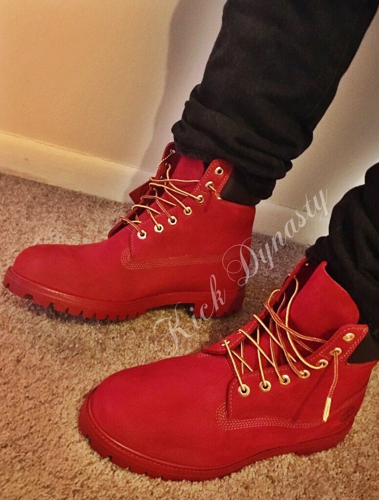 red canvas timberland boots