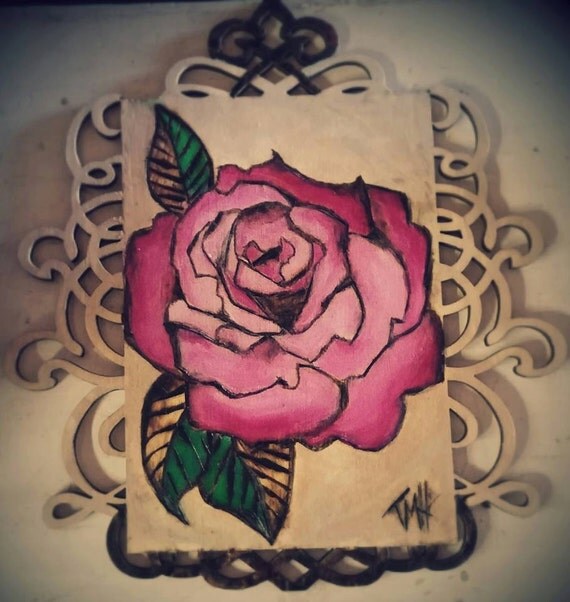 Wood Burning Rose by AlchemistsArtisans on Etsy