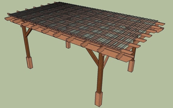 Covered Pergola Plans 12x20' 4 Post Design Build DIY