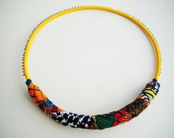 African jewelry, yellow rope necklace,textile jewelry, unique necklaces for woman, ethnic jewelry, tribal jewelry, gift for her