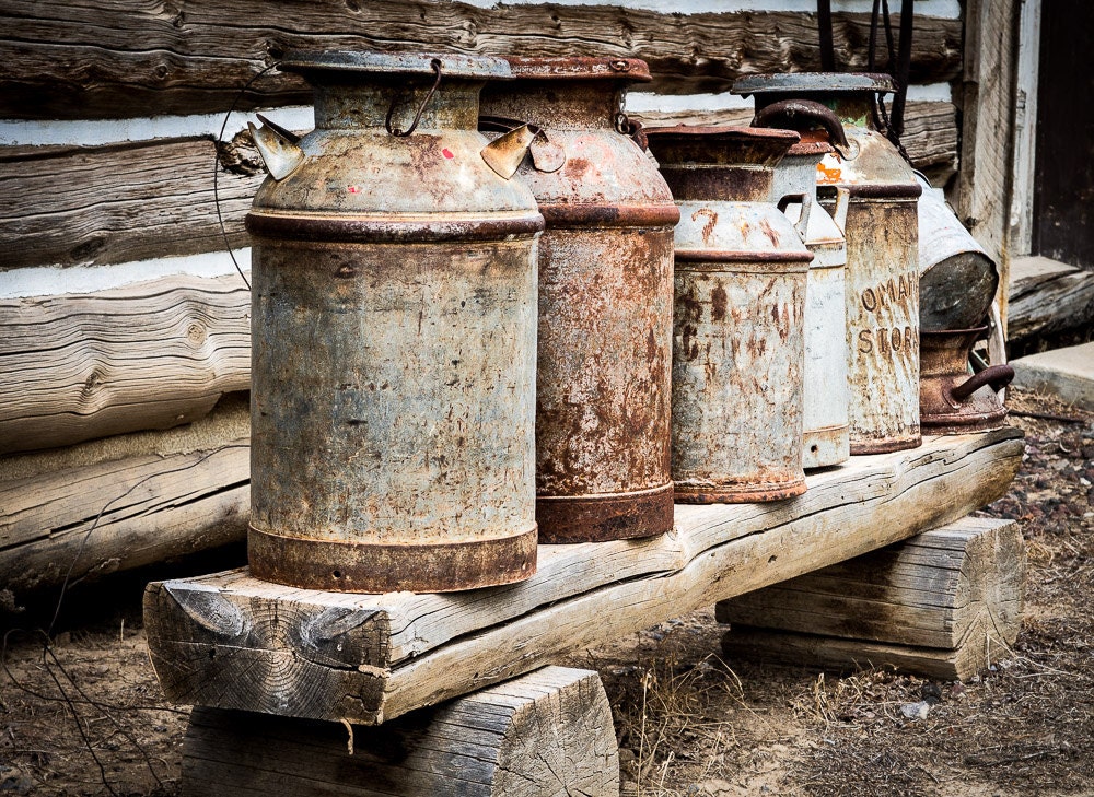Antique Milk Cans Fine Art Photography Print rusted cans