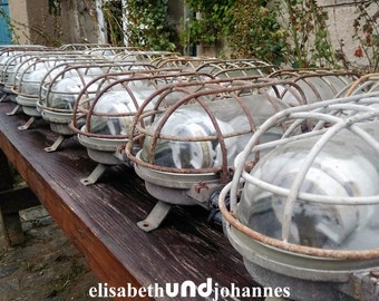 set of 16 vintage factorylamps industrial lights lamps bunkerlamp bulkhead design XL (35 cm) loft steampunk retro mid century co-working pub