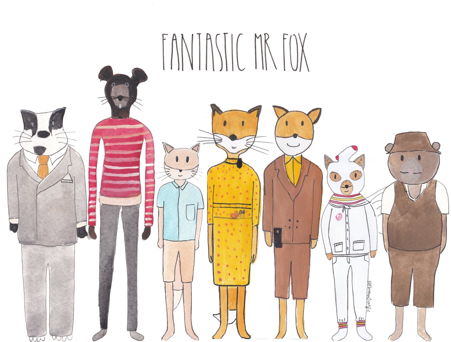 Fantastic Mr Fox movie characters // Wes Anderson / printable