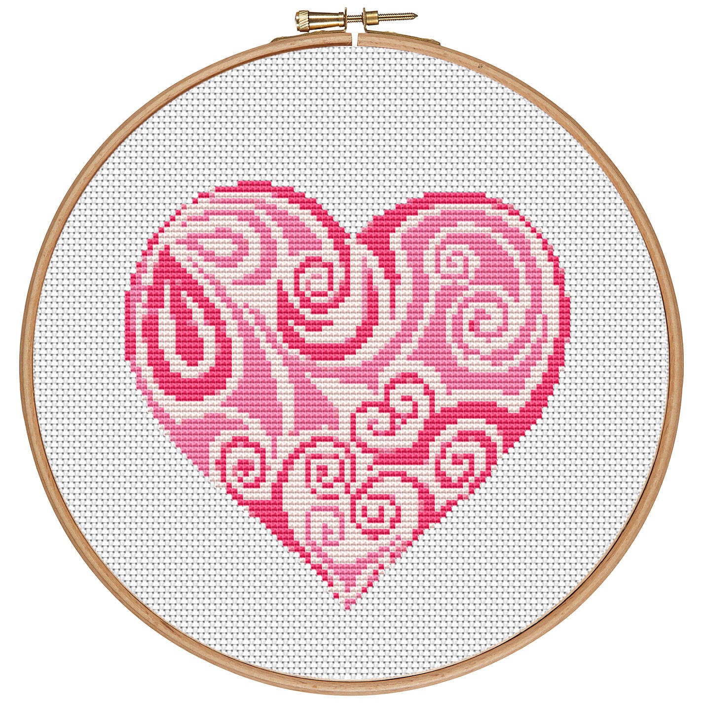 MORE For FREE Love Heart Pink Counted Cross Stitch Pattern