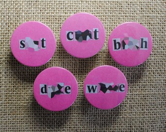 Feminist reclaimed slur newspaper style badge *single* (38mm)