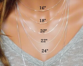Sterling Silver Chain, Silver Box Chain, Cable Chain, Jewelry Chain, Chain Necklace, Long Silver Necklace, 925 Solid, Finished Chain