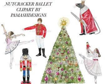 Nutcracker Ballet Watercolor Clipart for Art Projects | Nutcracker Gift Tags