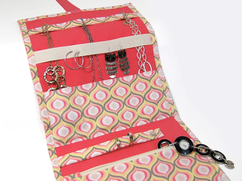 Jewelry Travel Organizer Jewelry Roll Jewelry by PatchworkLane