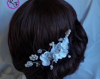 Bridal hair accessory , bridal hair piece , Kanzashi flowers , wedding hair accessory , tone comb