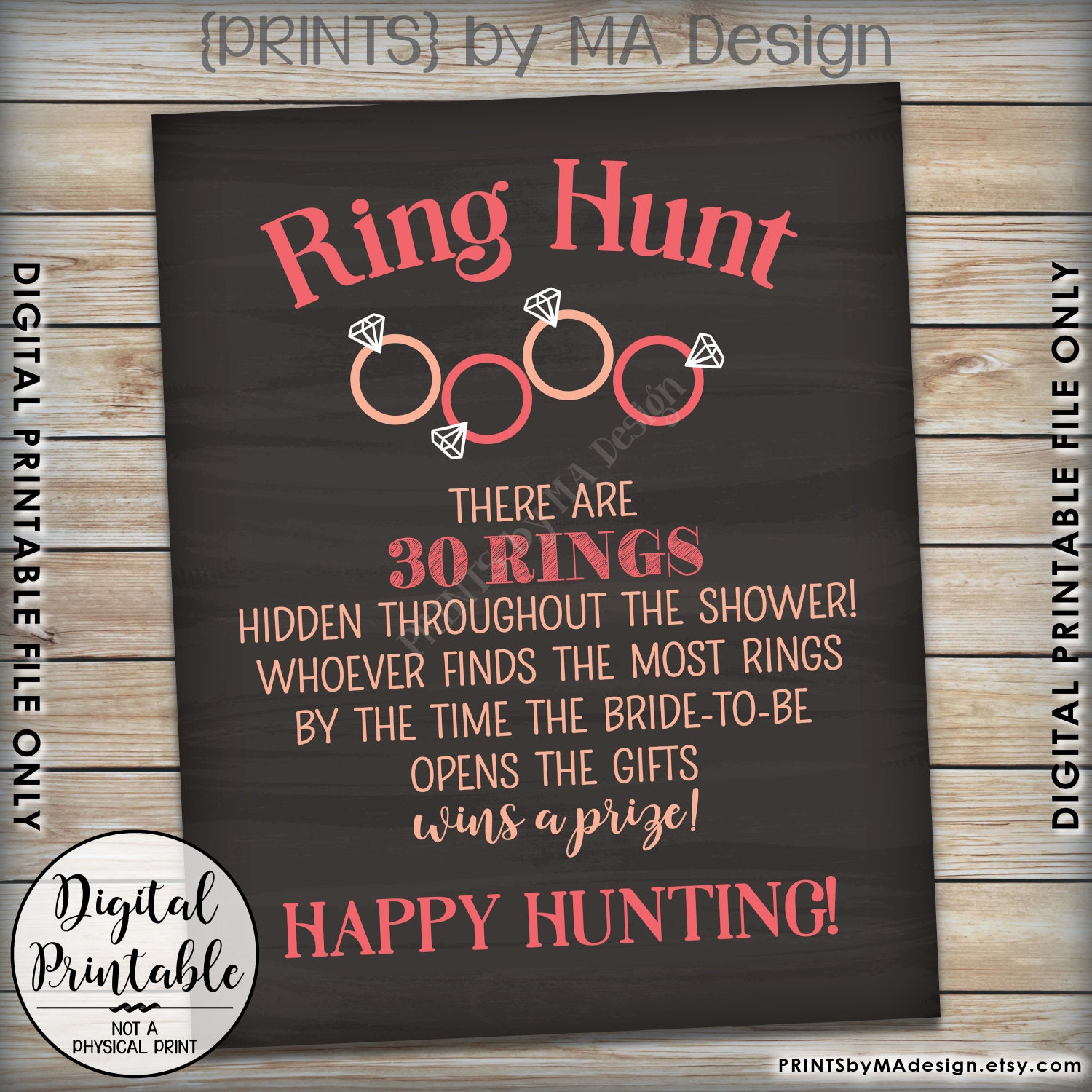 Ring Hunt Bridal Shower Game Sign Ring Scavenger Hunt Game For Wedding 