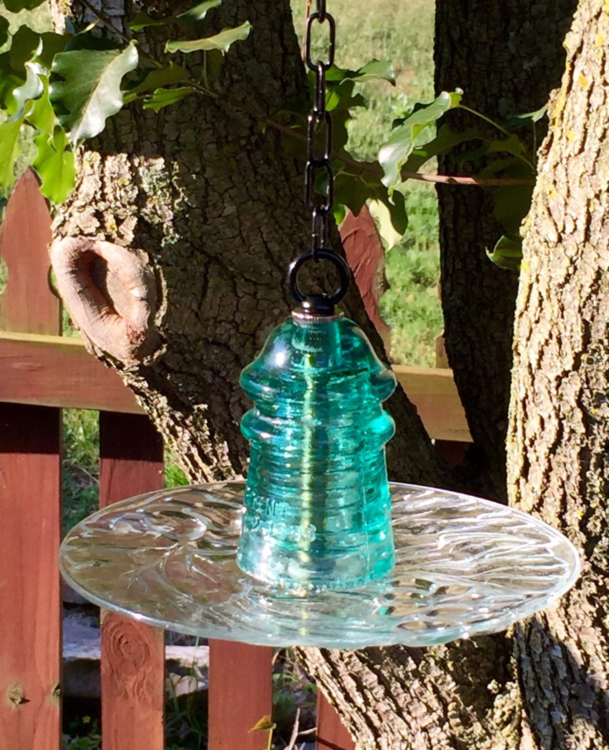 Glass Bird Feeder Glass BirdFeeder Hanging Glass Insulator