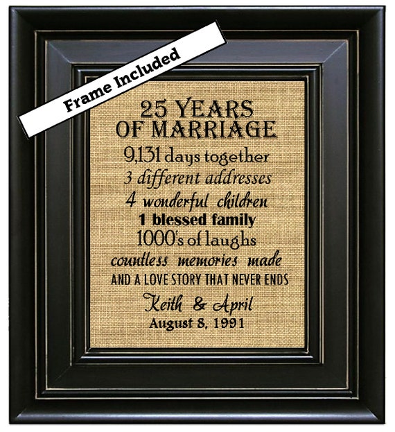 25th Anniversary  Gift 25 Years  of Marriage  by BurlapNGlass