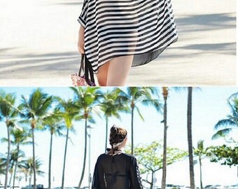 Black Beach Cover Up Beach Kimono Black Cover-Up White Beach CoverUp Black Swimsuit dress Beach Dress Gift Idea For Her Swimsuit Cover Up