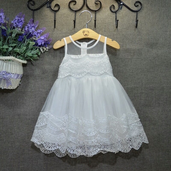 toddler girl white lace tutu dress flower by AlessandrasLittleBow