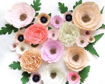 Crepe Paper Flower Wall-Paper Flower Backdrop- Giant Paper Flowers-Nursery Decor-Wedding Flowers-Paper Flower Decor-Boho Flowers-Wall Flower
