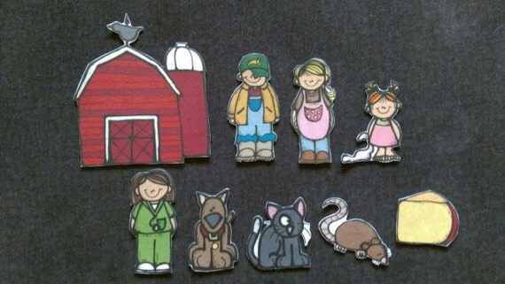 Farmer in the Dell Felt Set// Flannel Board // Imagination