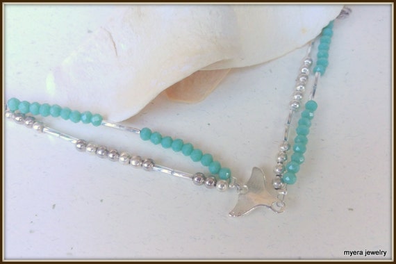 Whale tail Anklet, Women Beach Anklet, Women Fish Anklet, Whale Tail Jewelry, Whale Charm Jewelry, Beaded Anklet