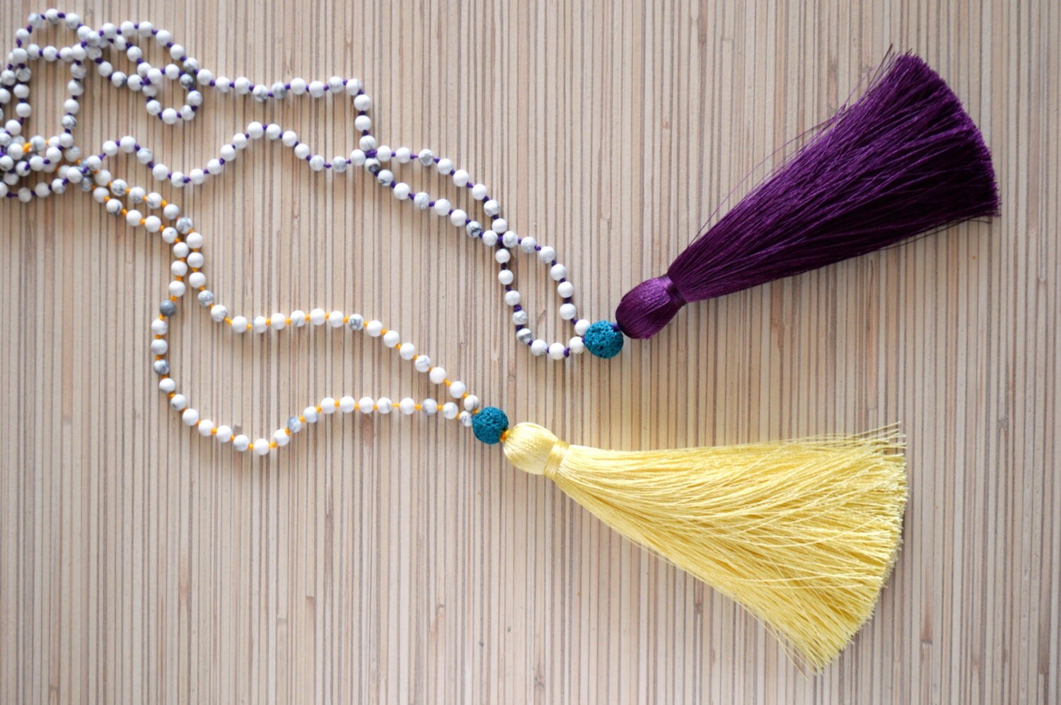 Mala necklace with tassel Mala beads Hand knotted mala