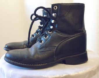 Items similar to Black Dayton Sidekick tall lace-up boots size 8.5 9 ...