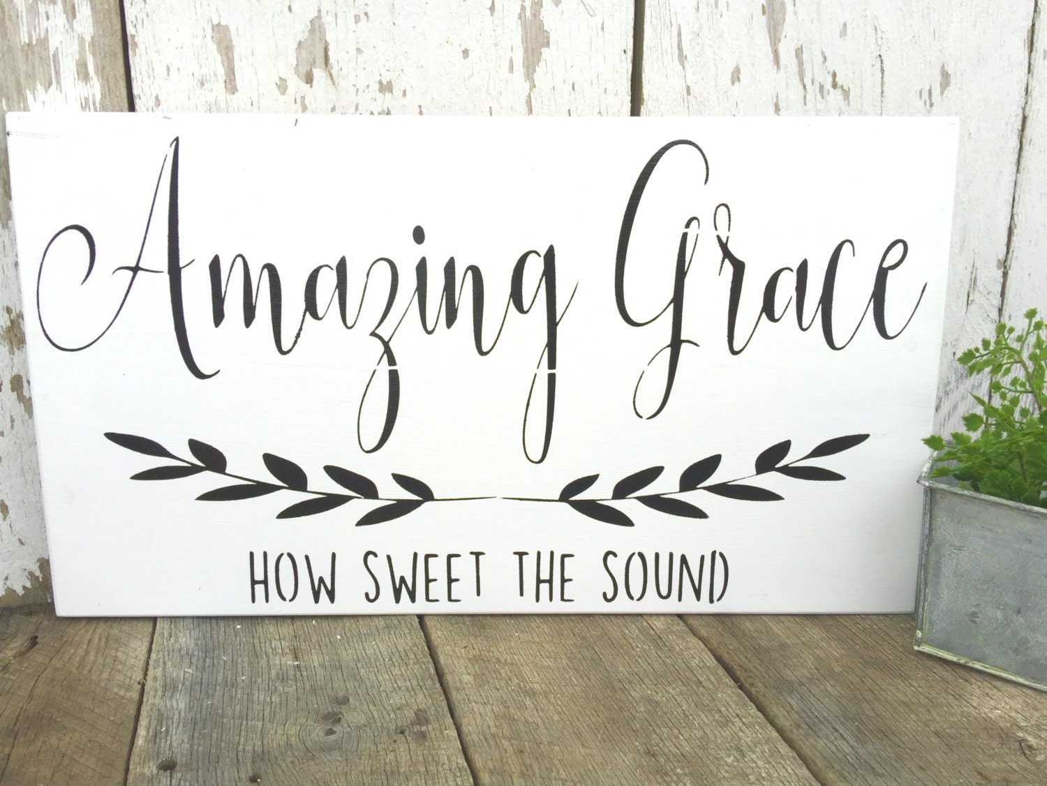 Amazing Grace How Sweet The Sound Hand Painted Wood Sign