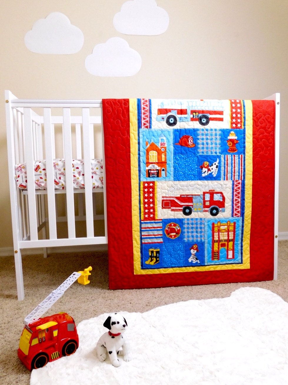 Firefighters Quilt Firefighters Nursery Firetrucks Crib