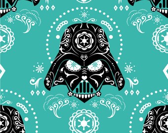 Darth Vader fabric,Star Wars fabric,star Wars villain, Darth Vader sugar skull, fabric by the yard