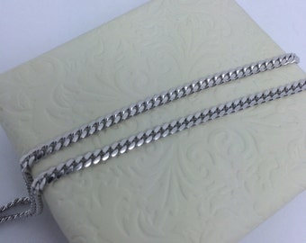 Rhodium Sterling Silver Curb Link Chain