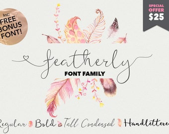 Script font - featherly Font Family - Calligraphy font - elegant typeface Wedding font - photography logo
