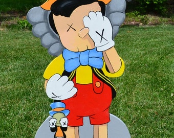 Pinocchio Jiminy Cricket Kaws inspired lawn stake lawn art