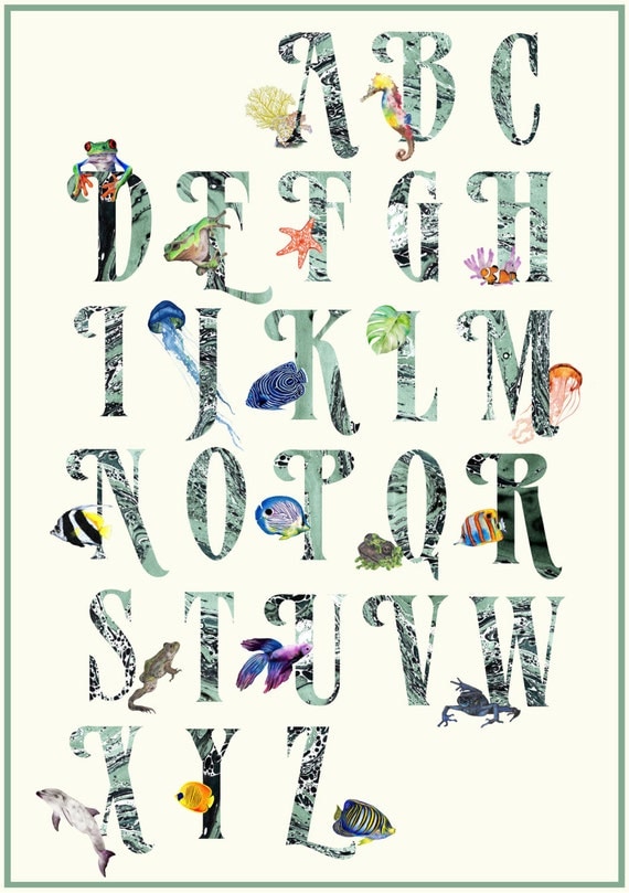 Under the Sea ABC Poster Baby Poster Alphabet by BloomCocoon
