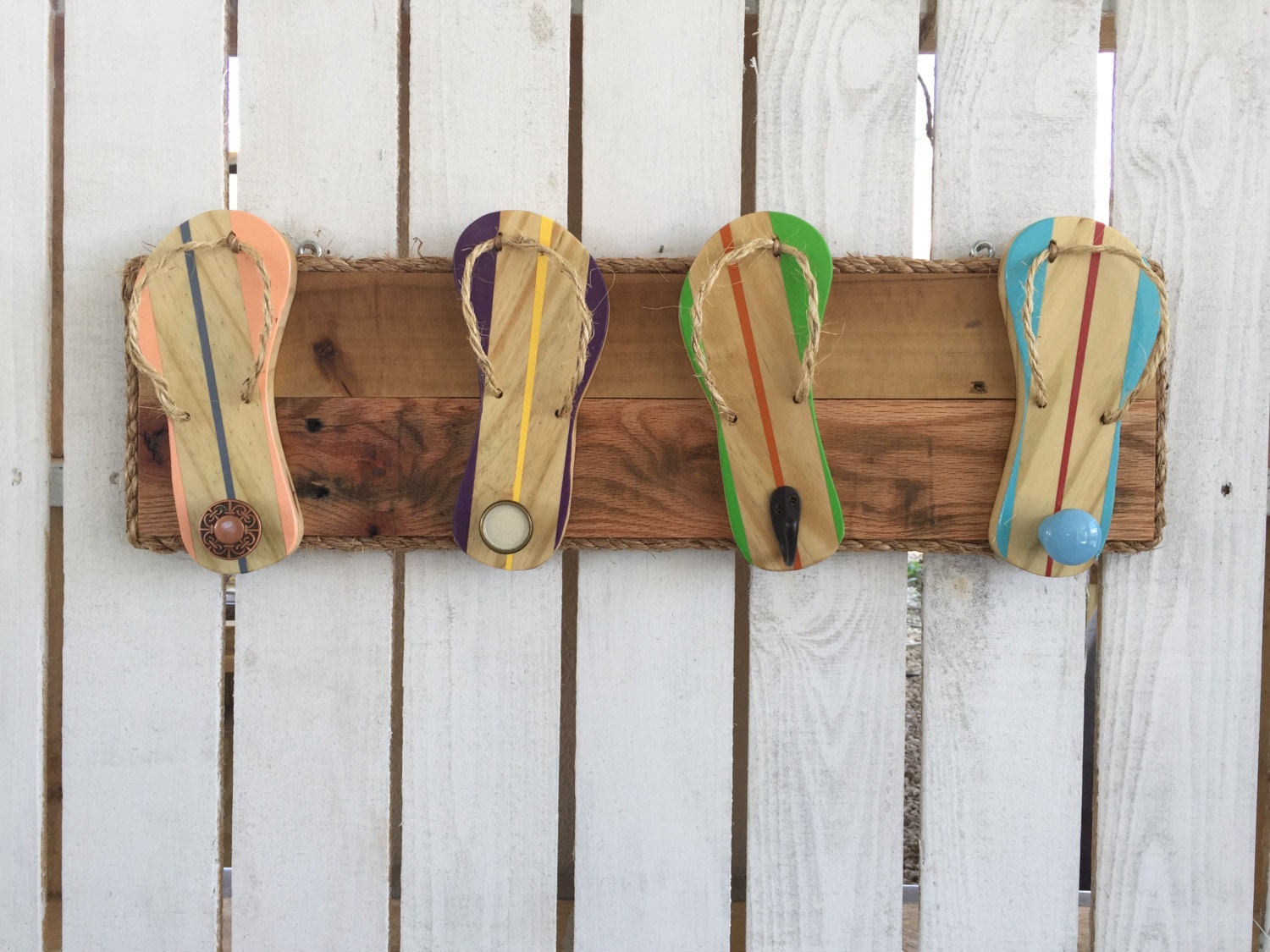 Flip Flop Towel Holder Outdoor shower hooks by FunkieJunkEmporium