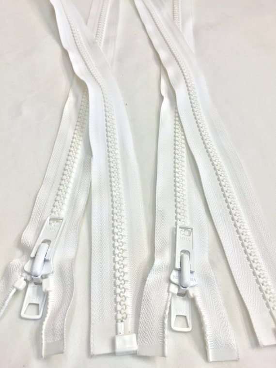 53 Inch YKK White Plastic Molded Zipper 10mm Reversible