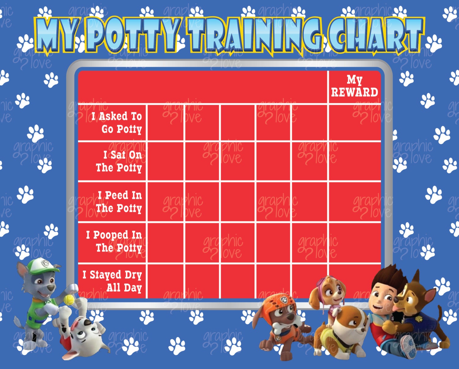 PAW Patrol Potty Chart Free Printable