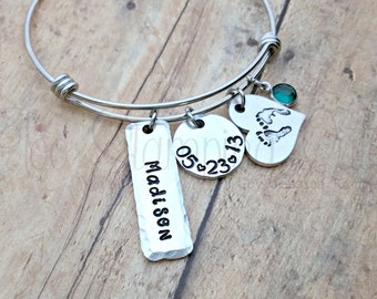 Birthday Jewelry | Personalized | Mothers Bracelet | New Mom Gift | New Grandma Gift | Mom Bangle | Push Gift | Brag Bracelet | Birthstone