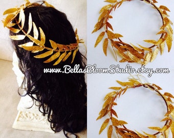 Gold leaf Crown, Gold Headpiece, Golden leaves Headpiece, Greek Goddess crown Men's, Crown, Greek God, Caesar, Gold Crown,Costume crown etsy
