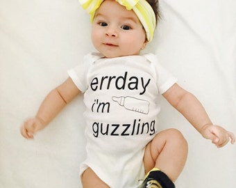 Funny baby onesie everyday im guzzling unisex onesie funny baby shower gift