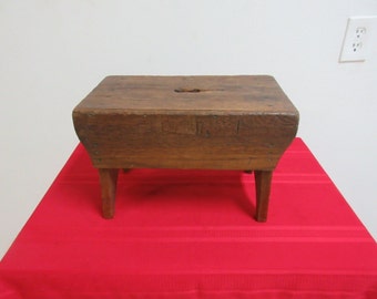 Vintage Primitive Mahogany Step Stool Bench Seat