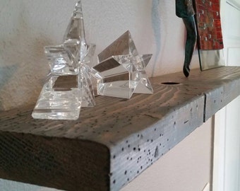 Faux Reclaimed Wood Floating Shelf (Blue/Gray Stain)